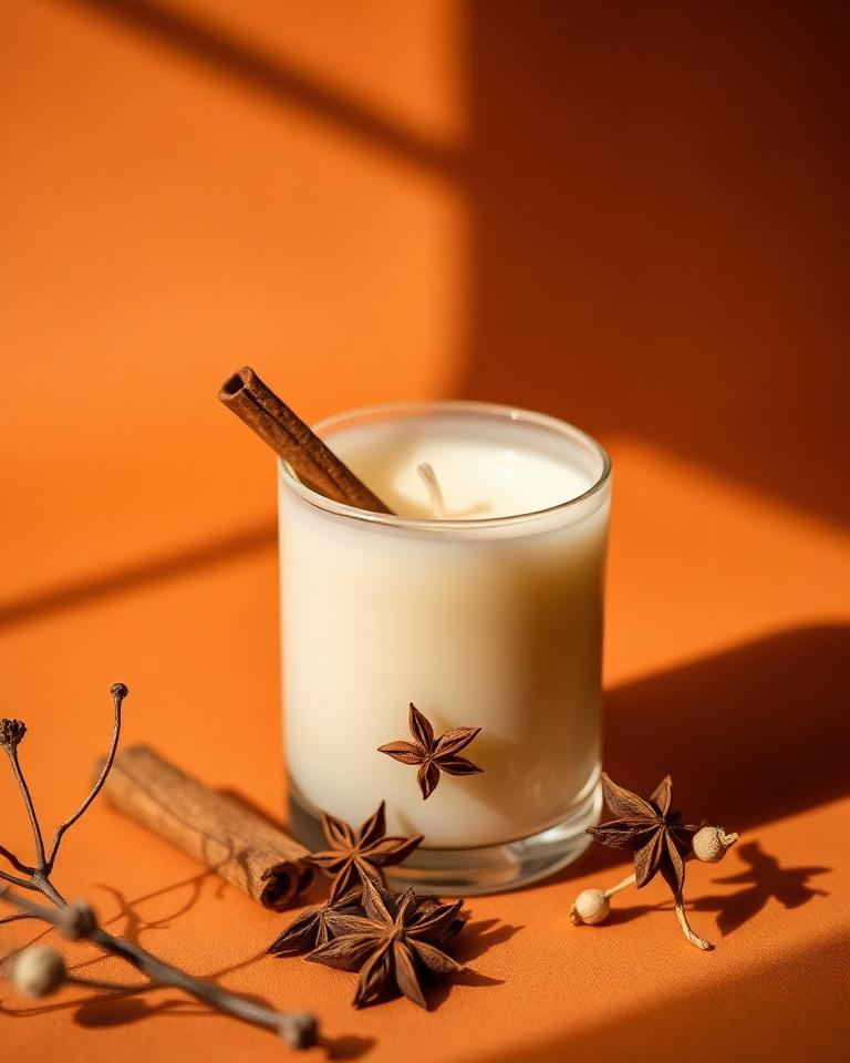 Vela artesanal con aroma a canela