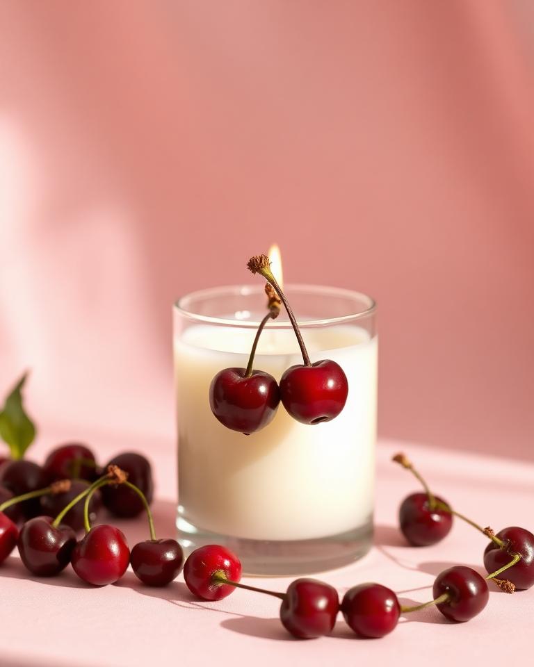 Vela artesanal con aroma a cereza