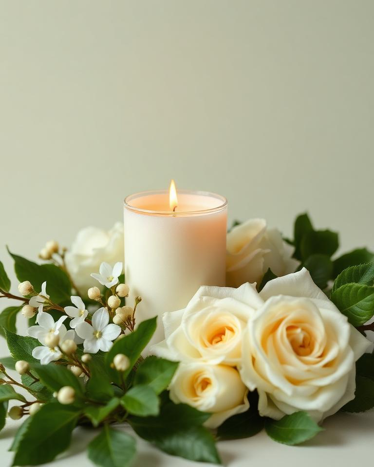 Vela artesanal con aroma a dulce jardín