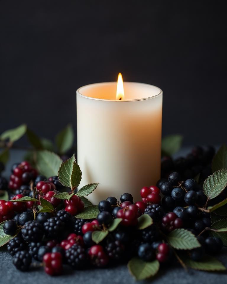 Vela artesanal con aroma a frutos silvestres