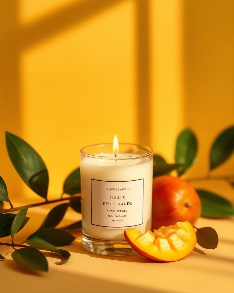 Vela artesanal con aroma a mango