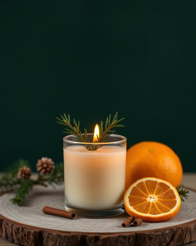 Vela artesanal con aroma a fragancia de navidad