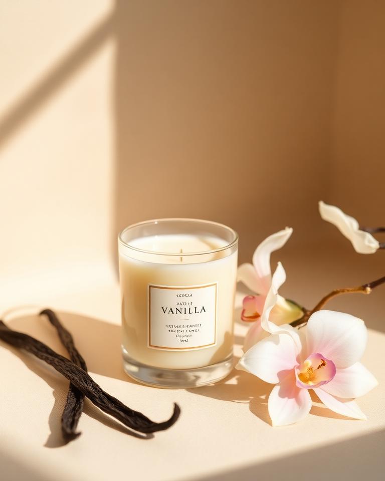 Vela artesanal con aroma a vainilla